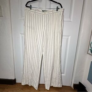 Lauren Ralph Lauren Black White Pinstripe High Waisted Andover Wide Leg Pants 16